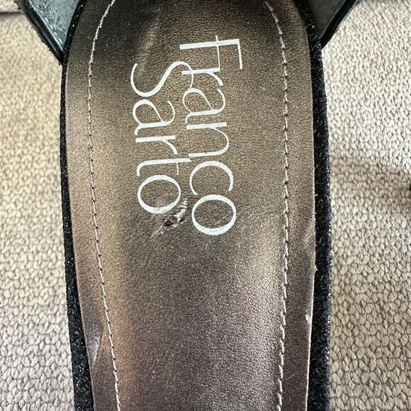 Franco Sarto Raina Ankle Strap Heels Sandals Black Shiny Size 9.5 - Picture 3 of 7